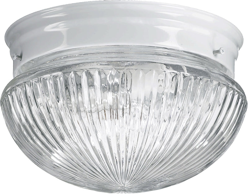 9" Ribbed Glass Mushroom Ceiling Mount in White