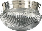9" Ribbed Glass Mushroom Ceiling Mount in Satin Nickel