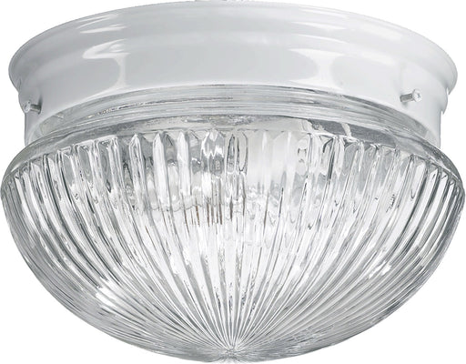 9" Ribbed Glass Mushroom Ceiling Mount in White