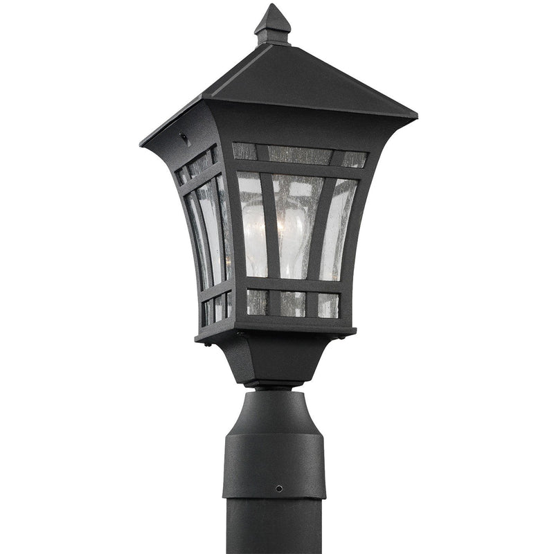 Herrington Clear Seeded Outdoor Post Light in Black