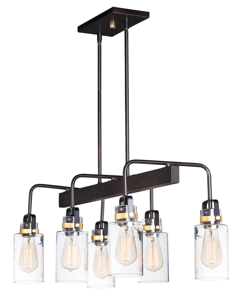 Magnolia 6 Light Linear Chandelier in Bronze / Gold
