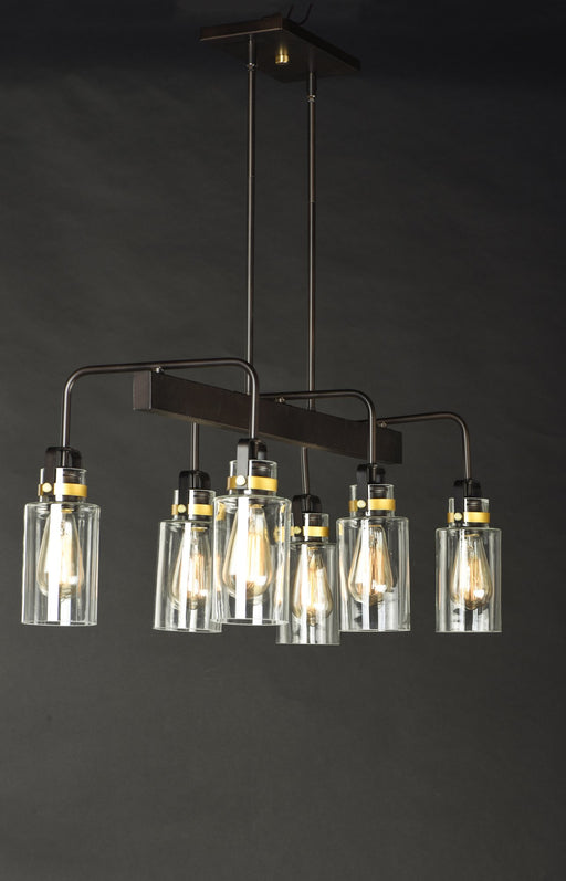 Magnolia 6 Light Linear Chandelier in Bronze / Gold