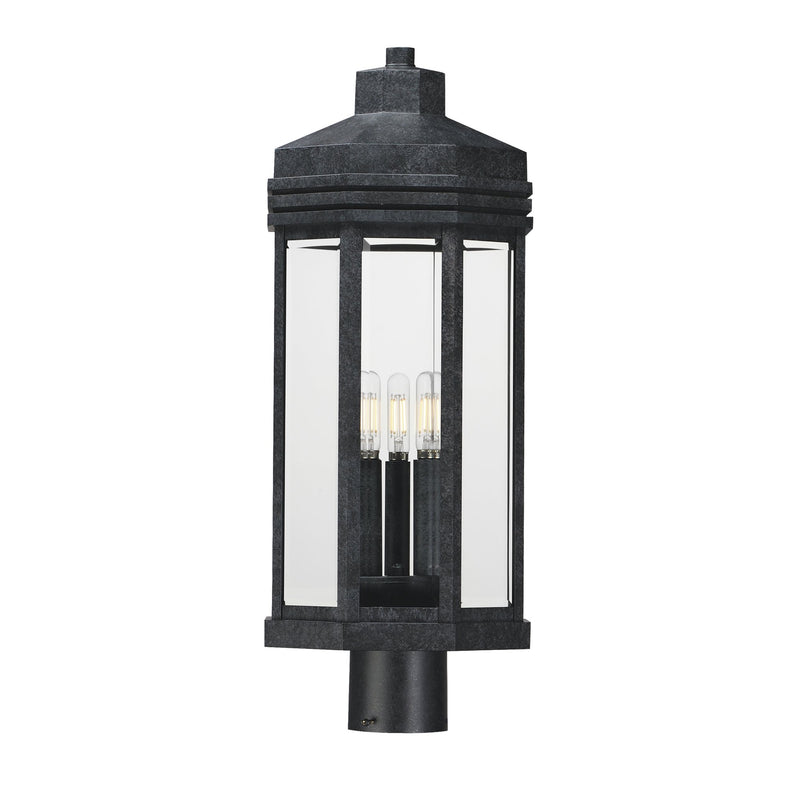 Wright 3 Light Outdoor Post Lantern in Black Patina