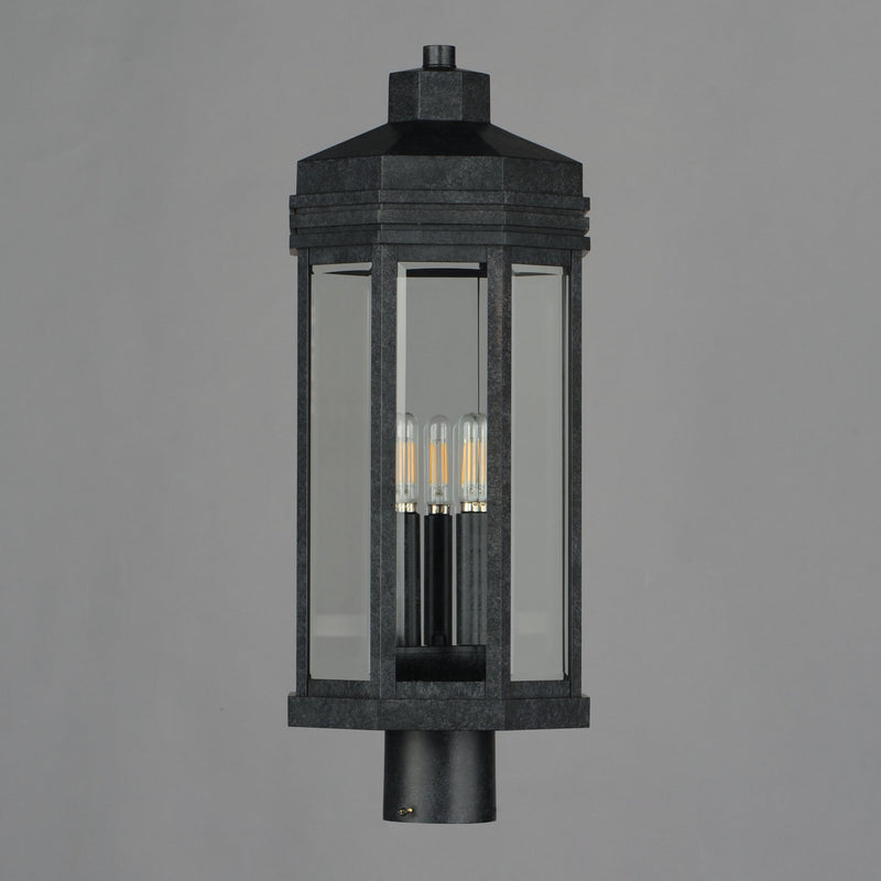 Wright 3 Light Outdoor Post Lantern in Black Patina