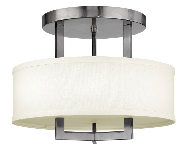 Hampton 15" 3-Light Semi-Flush Mount in Antique Nickel