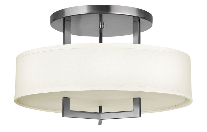 Hampton 20" 3-Light Semi-Flush Mount in Antique Nickel