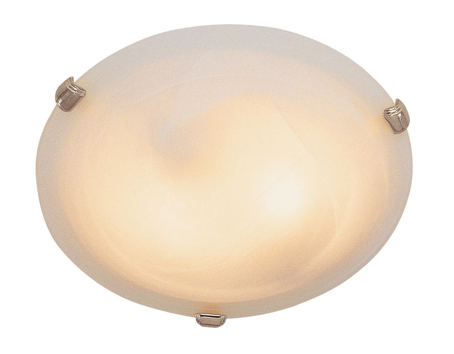 Cracka 2-Light Flushmount in Brushed Nickel with White Marbleized Glass