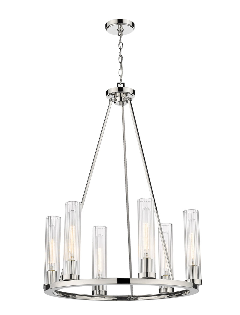 Beau 6 Light 26" Chandelier in Polished Nickel