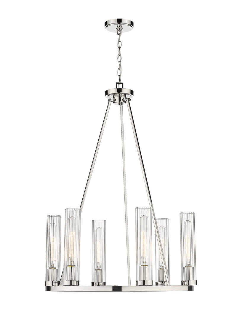 Beau 6 Light 26" Chandelier in Polished Nickel