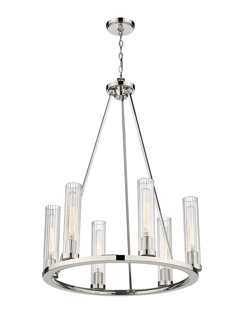 Beau 6 Light 26" Chandelier in Polished Nickel