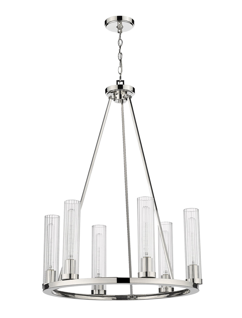 Beau 6 Light 26" Chandelier in Polished Nickel