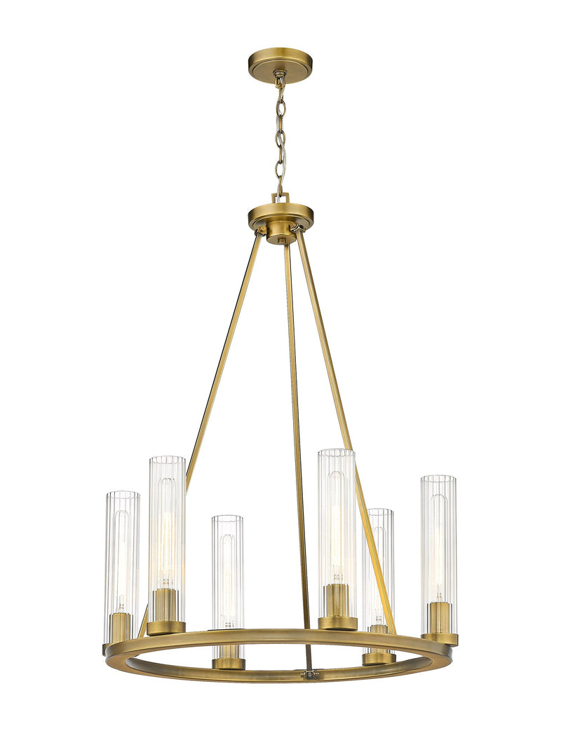 Beau 6 Light 26" Chandelier in Rubbed Brass
