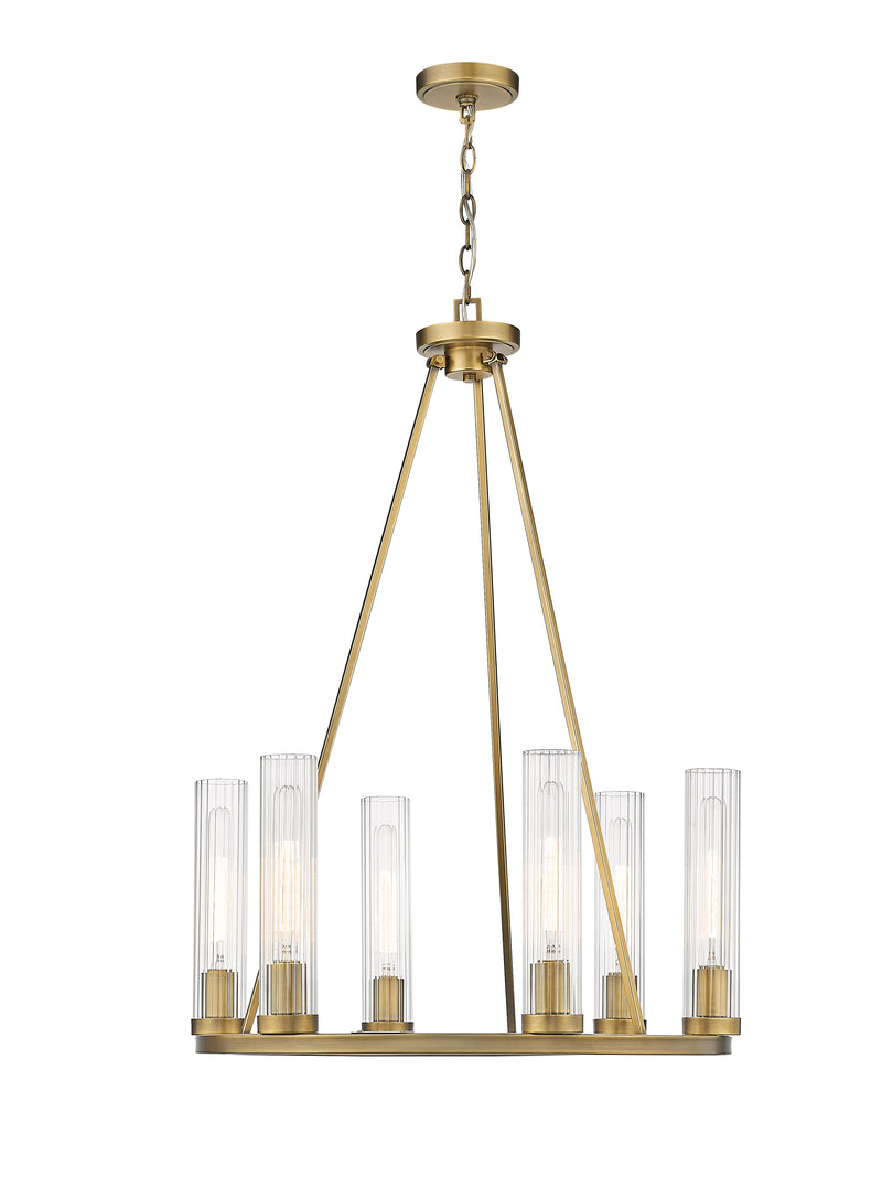 Beau 6 Light 26" Chandelier in Rubbed Brass