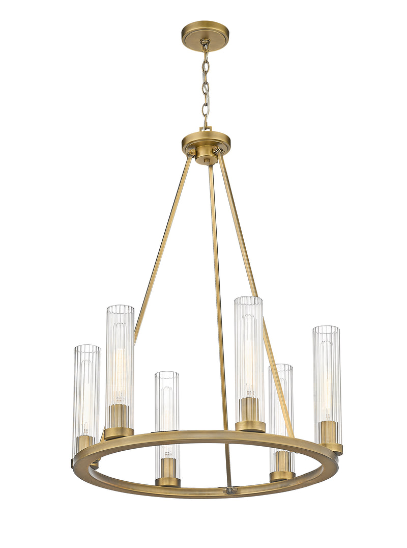 Beau 6 Light 26" Chandelier in Rubbed Brass