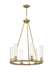 Beau 6 Light 26" Chandelier in Rubbed Brass