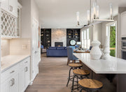 Beau 7 Light 44" Linear Pendant in Polished Nickel in a room setting