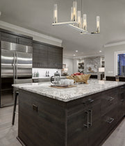 Beau 7 Light 44" Linear Pendant in Polished Nickel in a room setting