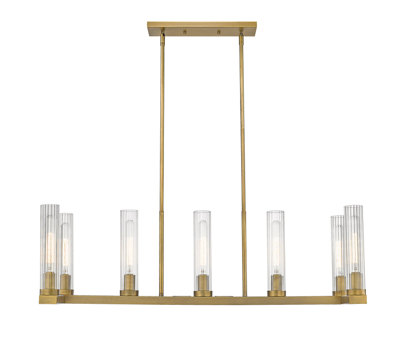 Beau 7 Light 44" Linear Pendant in Rubbed Brass