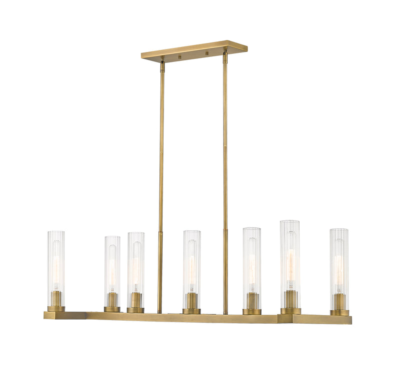 Beau 7 Light 44" Linear Pendant in Rubbed Brass