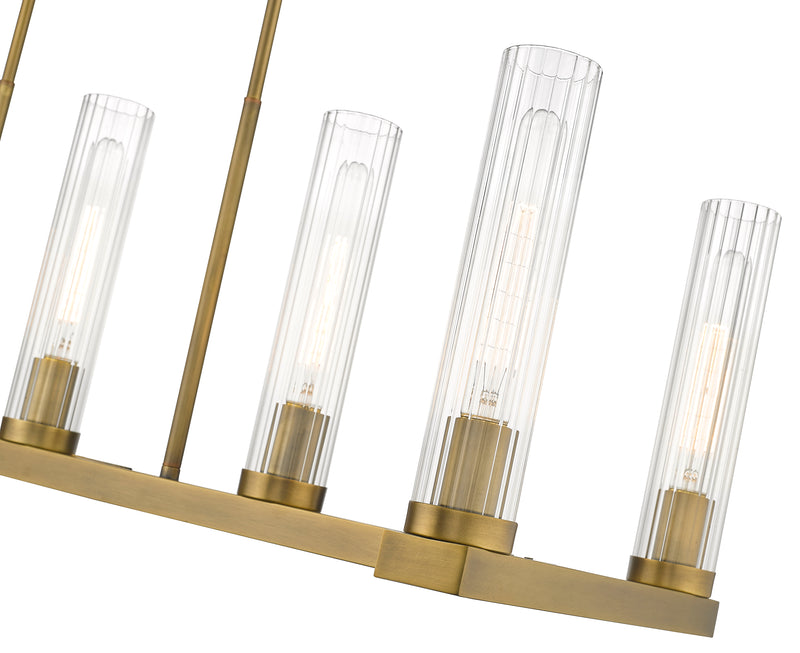 Beau 7 Light 44" Linear Pendant in Rubbed Brass