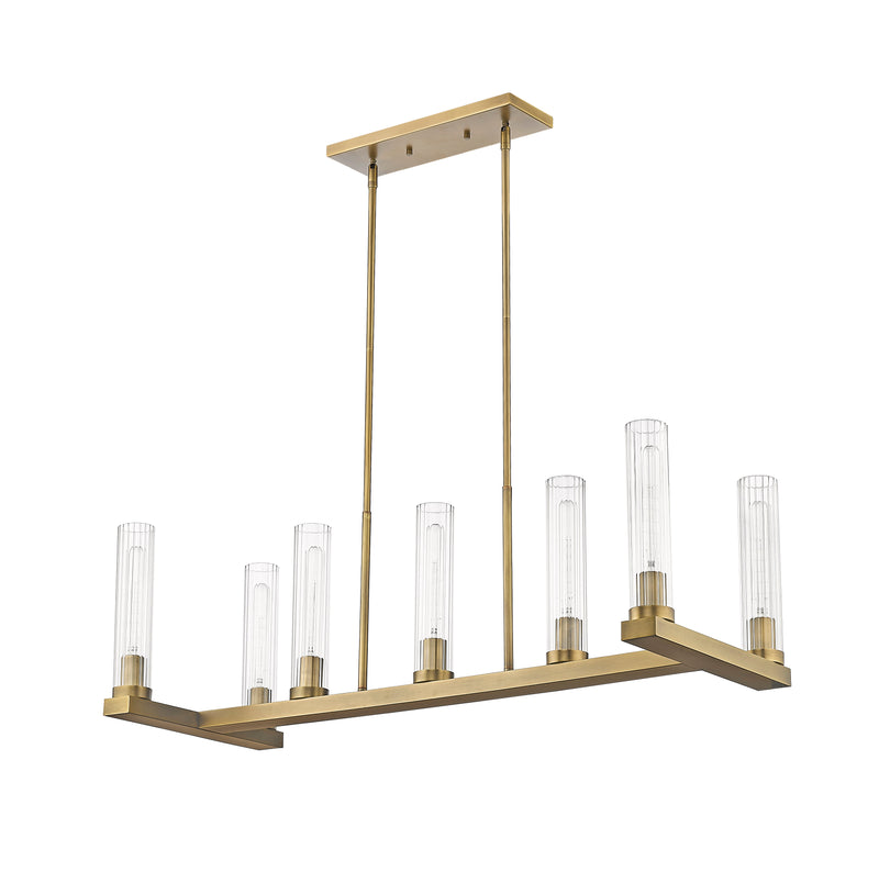 Beau 7 Light 44" Linear Pendant in Rubbed Brass
