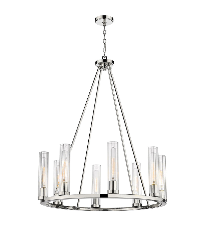 Beau 8 Light 33" Chandelier in Polished Nickel
