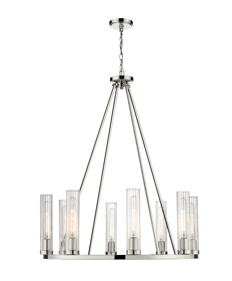 Beau 8 Light 33" Chandelier in Polished Nickel
