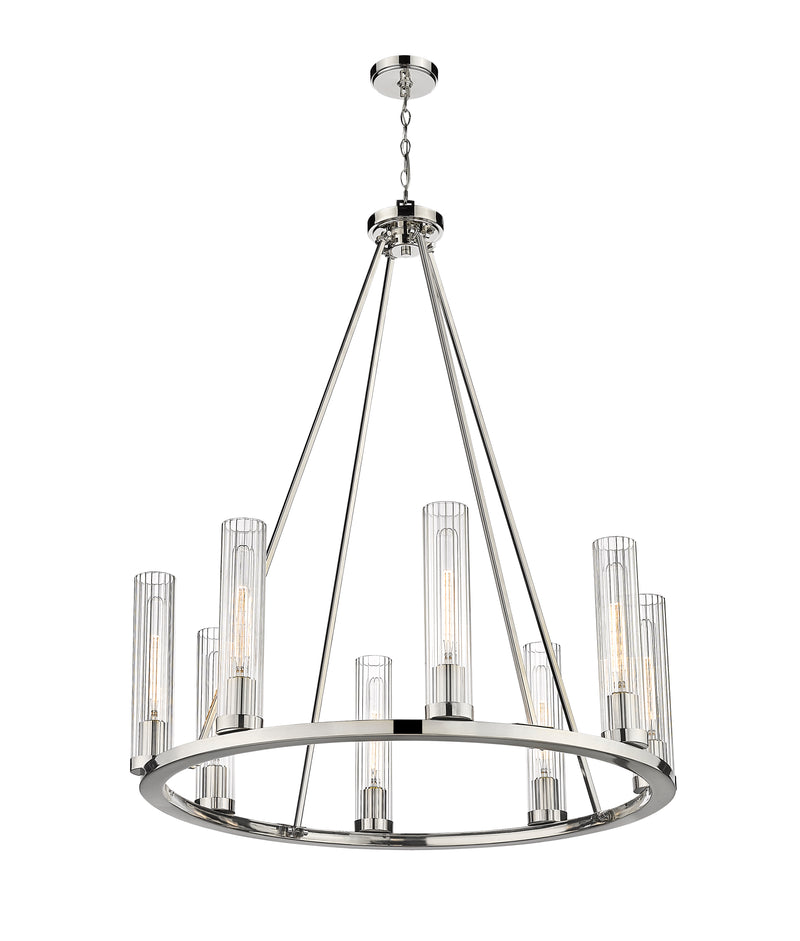 Beau 8 Light 33" Chandelier in Polished Nickel