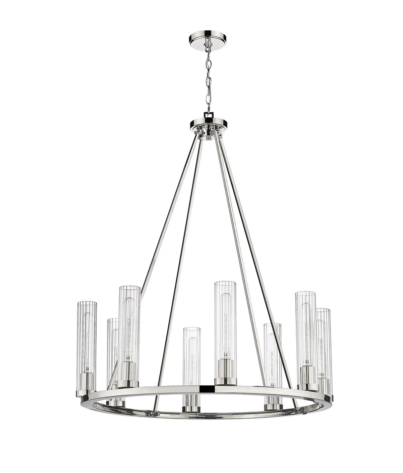 Beau 8 Light 33" Chandelier in Polished Nickel