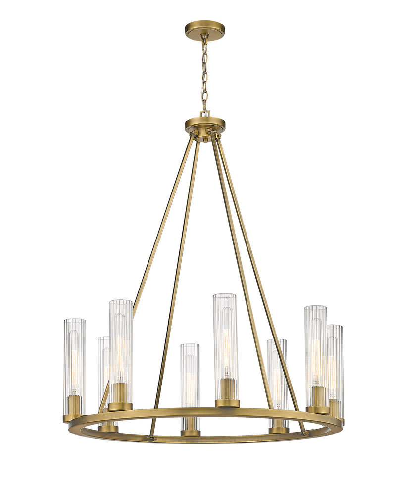 Beau 8 Light 33" Chandelier in Rubbed Brass