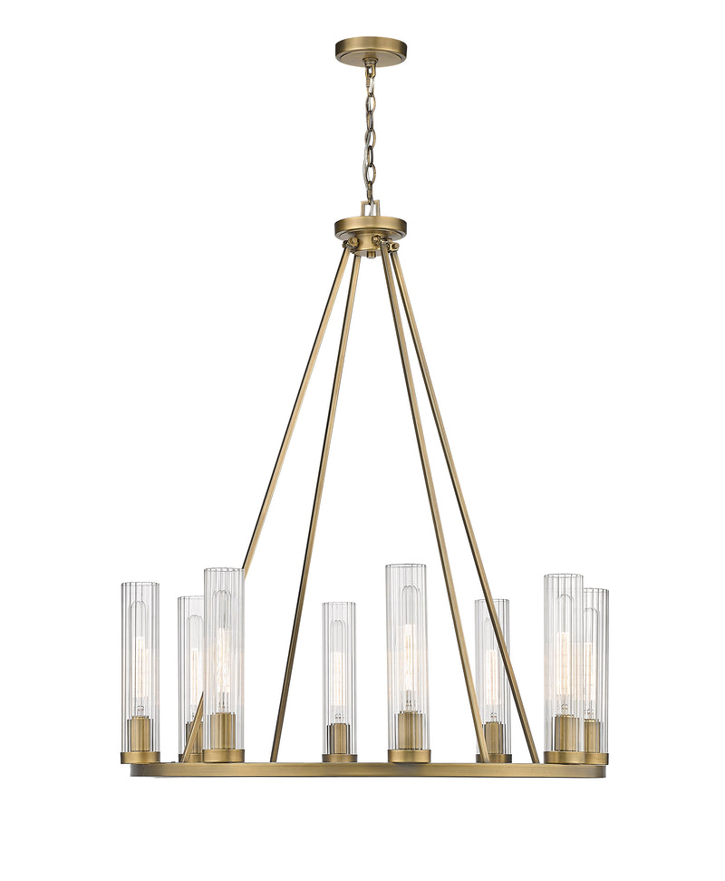 Beau 8 Light 33" Chandelier in Rubbed Brass