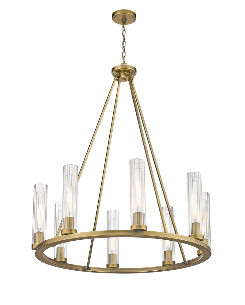 Beau 8 Light 33" Chandelier in Rubbed Brass