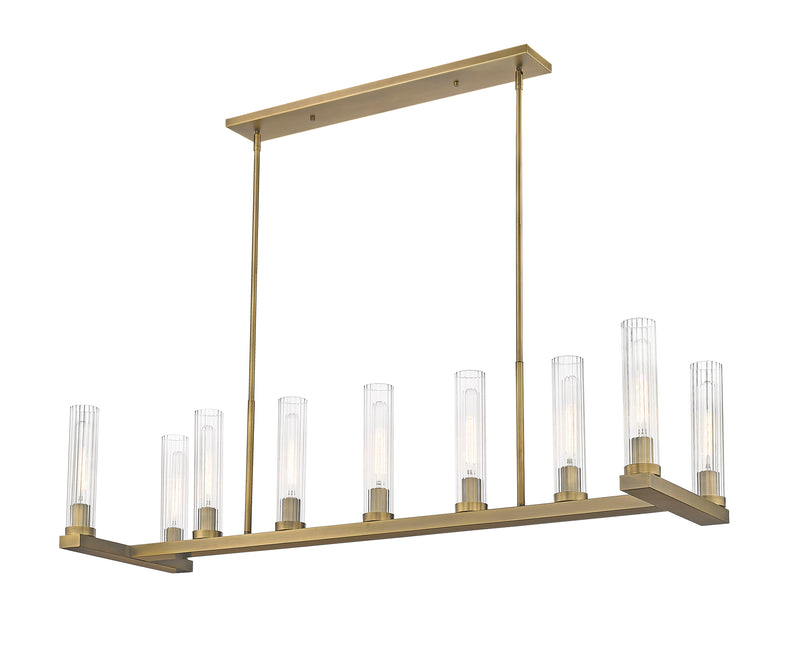 Beau 9 Light 56" Linear Pendant in Rubbed Brass