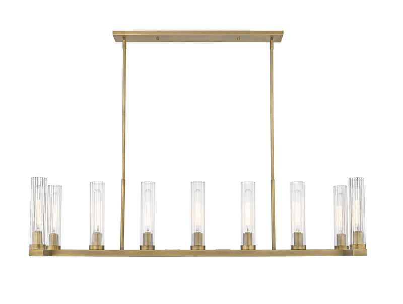 Beau 9 Light 56" Linear Pendant in Rubbed Brass