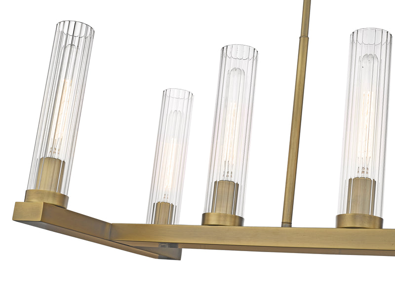 Beau 9 Light 56" Linear Pendant in Rubbed Brass