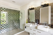 Callista 2 Light 18.25" Vanity in Matte Black in a room setting