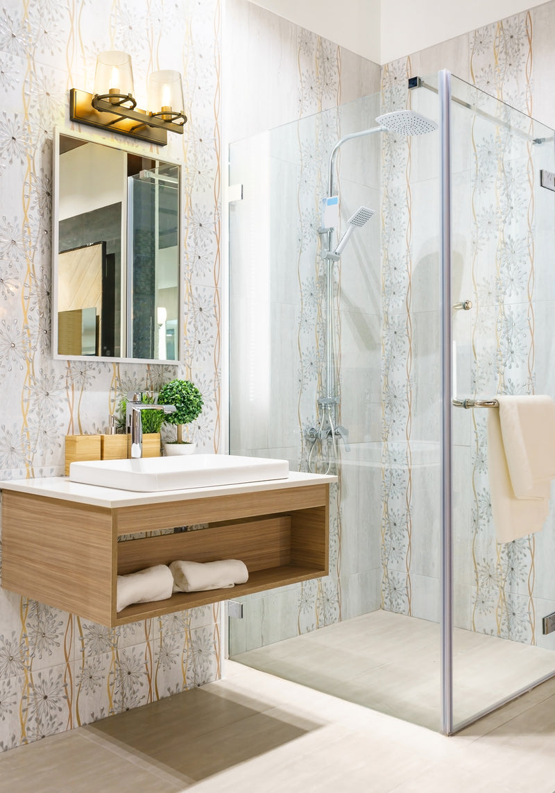Callista 2 Light 18.25" Vanity in Rubbed Brass in a room setting