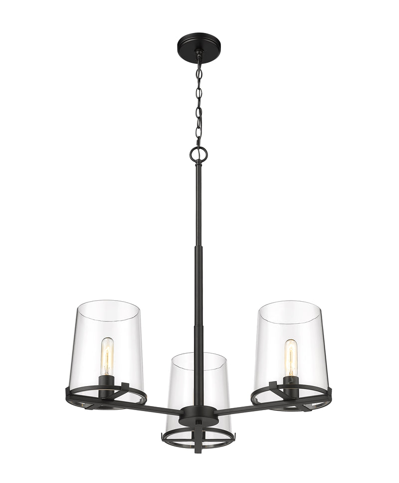 Callista 3 Light 28" Chandelier in Matte Black