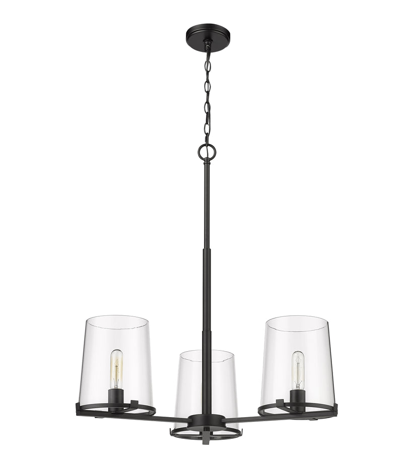 Callista 3 Light 28" Chandelier in Matte Black