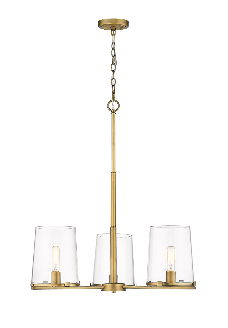 Callista 3 Light 28" Chandelier in Rubbed Brass