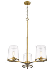 Callista 3 Light 28" Chandelier in Rubbed Brass