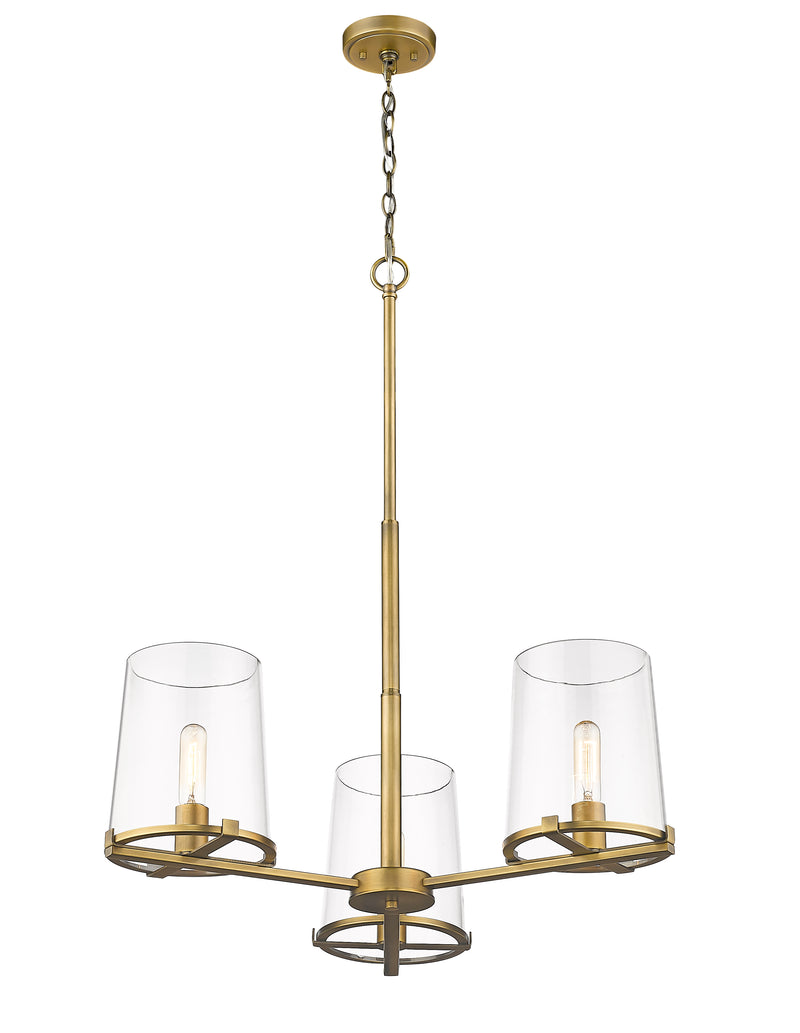 Callista 3 Light 28" Chandelier in Rubbed Brass