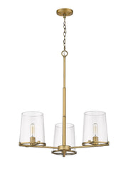 Callista 3 Light 28" Chandelier in Rubbed Brass