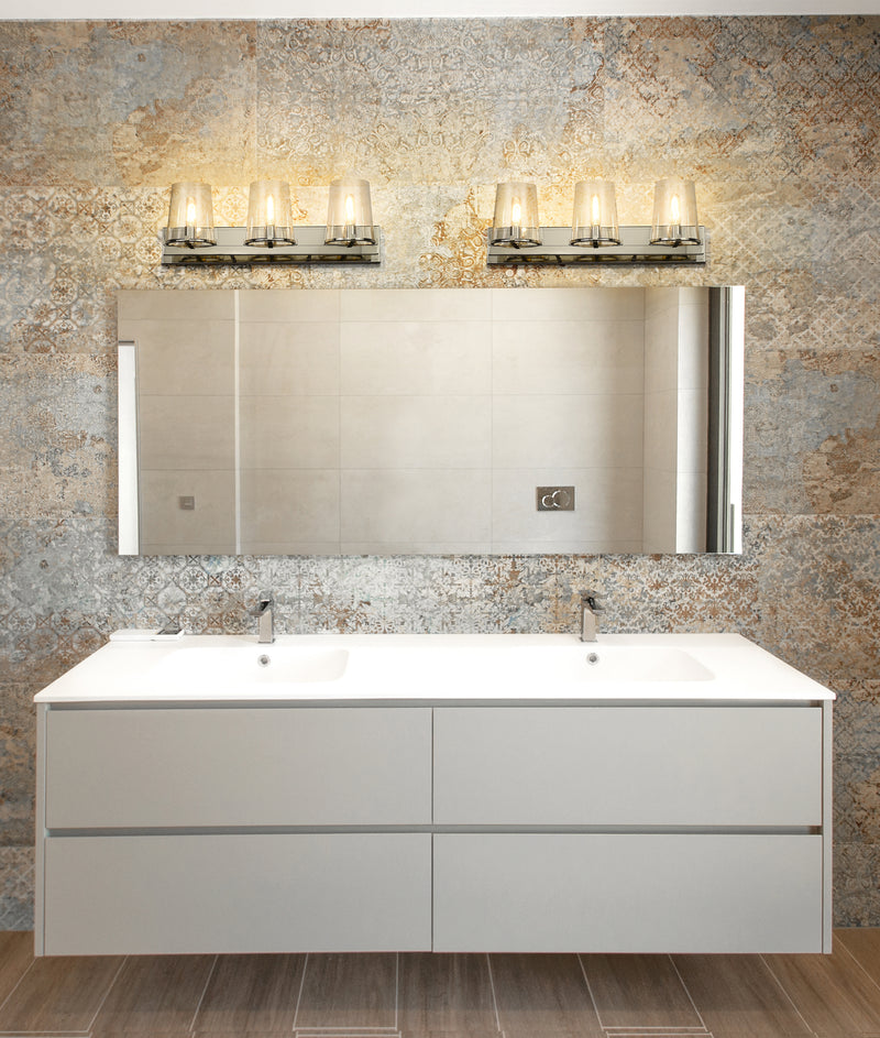 Callista 3 Light 27.5" Vanity in Polished Nickel in a room setting