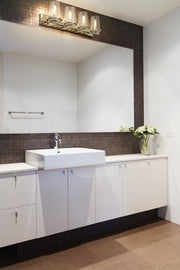 Callista 4 Light 37.5" Vanity in Polished Nickel in a room setting
