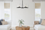 Callista 5 Light 33" Chandelier in Matte Black in a room setting