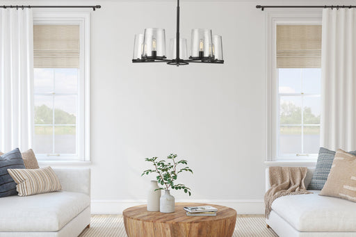 Callista 5 Light 33" Chandelier in Matte Black in a room setting