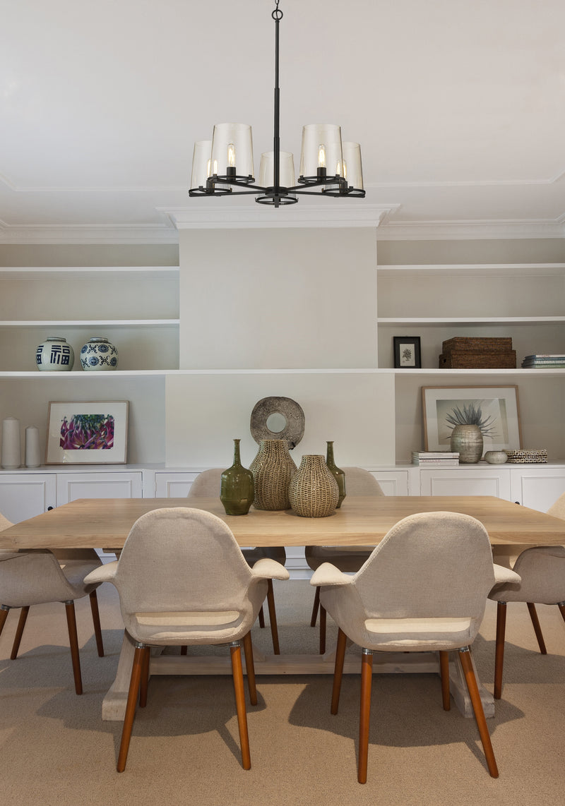 Callista 5 Light 33" Chandelier in Matte Black in a room setting
