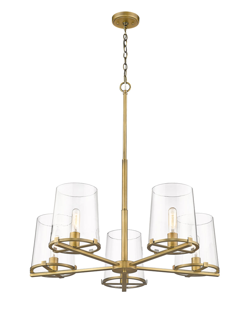 Callista 5 Light 33" Chandelier in Rubbed Brass