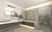 Callista 5 Light 47" Vanity in Polished Nickel in a room setting